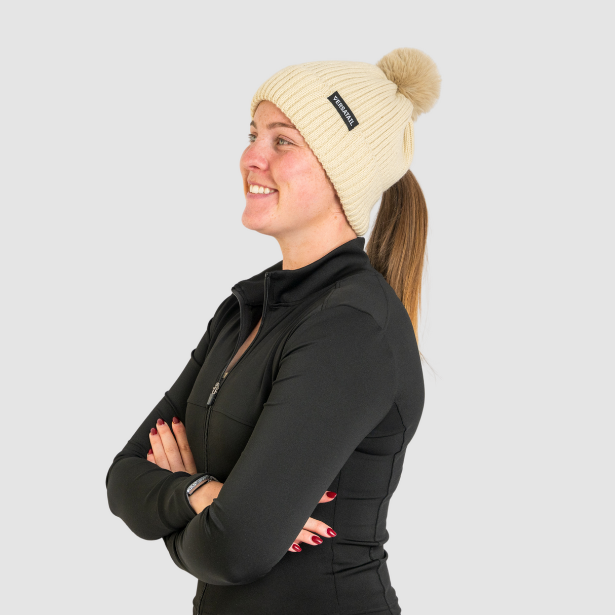 The Magni-Strip® Bobble Hat Beige